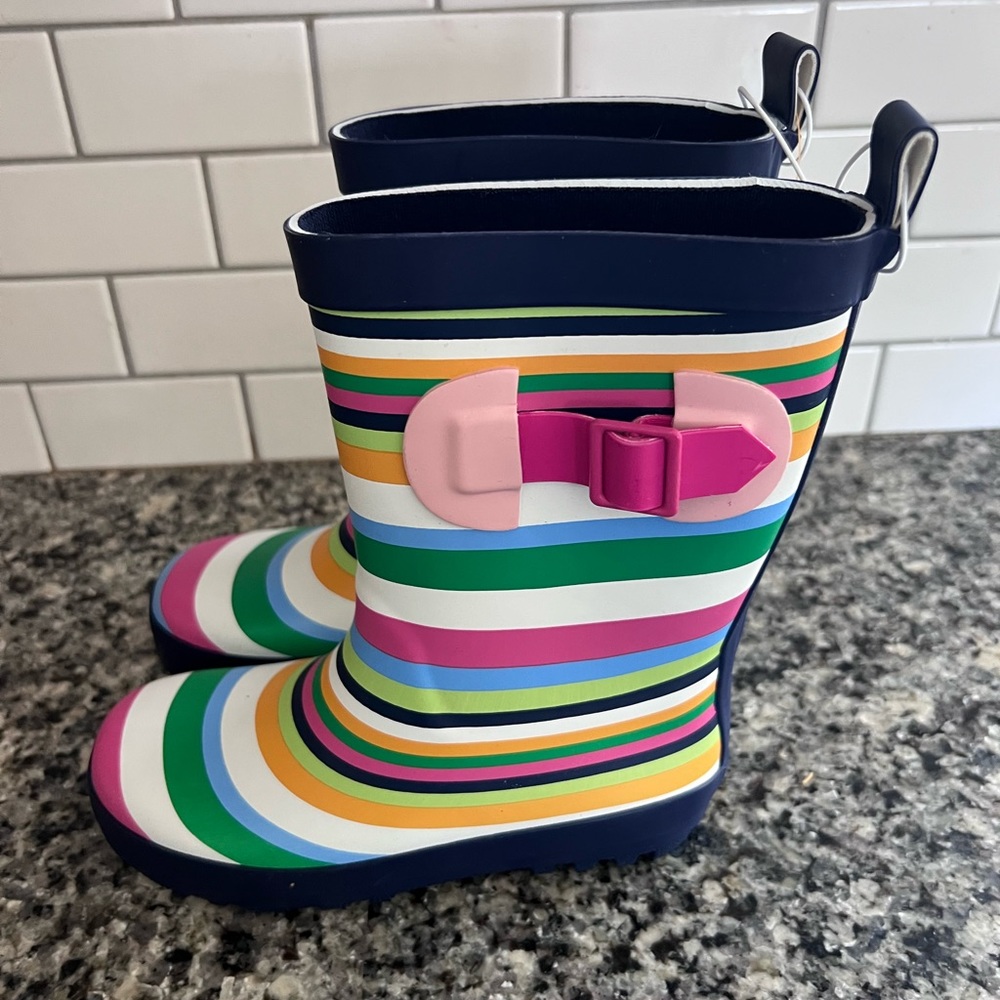 Sun Squad Rain Garden Boot shoe Girls Toddler size L 9-10 Rainbow stripe New